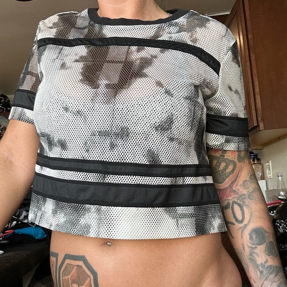 Rebecca mink off tye dye white mesh football crop jersey oversized 4 FR 40 - Picture 8 of 8